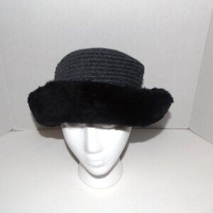 Vintage Lord & Taylor Women’s Chenille & Fur Black Bucket Style Hat